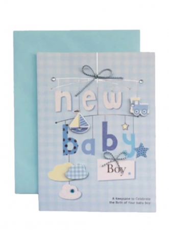 Felicitari, Pungi & Cutii Cadouri - Felicitare cu plic BABY BOY pentru botez, 10x14cm