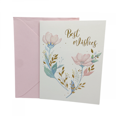 Felicitari, Pungi & Cutii Cadouri - Felicitare cu plic roz BEST WISHES