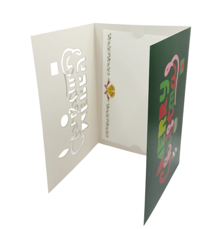 Felicitare de Crăciun cu plic verde si text MERRY CHRISTMAS [3]