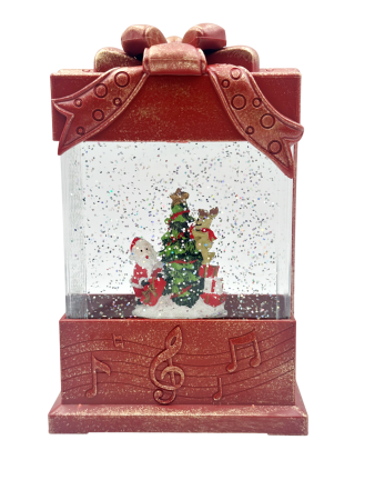 Felinar cu LED, Muzică și Efect Ninsoare – Cu Moș Crăciun și Brad SURPRISE [1]