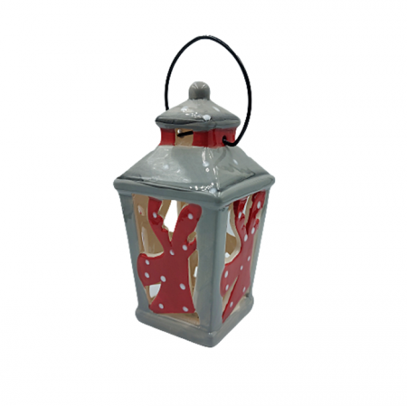 Felinar Craciun cu lumina LED VIXEN, Gri, 15cm [1]