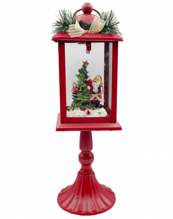 DECORATIUNI MUZICALE - Felinar Craciun cu lumina LED SANTA CLAUS, 12x40cm