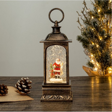 Felinar muzical LED cu Mos Craciun și efect ninsoare HOLLY, 22 cm [2]