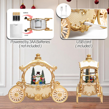 Decorațiune de Crăciun FROSTY, Caleasca cu om de zapada, ninsoare și lumini, 8 melodii [2]