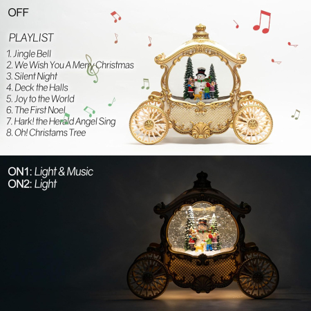 Decorațiune de Crăciun FROSTY, Caleasca cu om de zapada, ninsoare și lumini, 8 melodii [4]