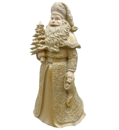 Figurină decorativă Moș Crăciun crem-auriu cu brad MAGIC [1]