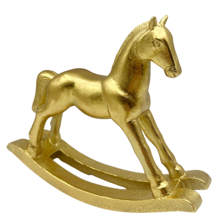 Cal Balansoar Decorativ Auriu – Figurina Elegantă Crăciun [1]