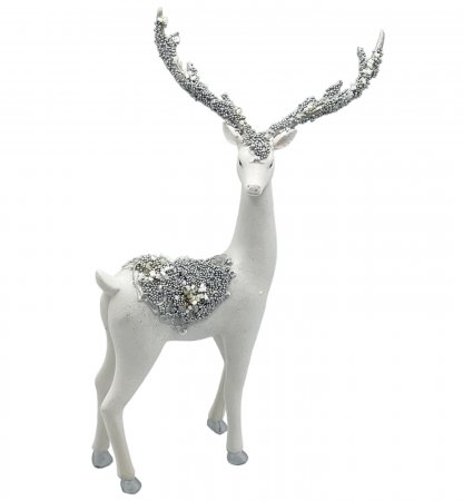 Figurine & Statuete - Cerb decorativ BEAUTY, Alb/ Argintiu, 15x27cm