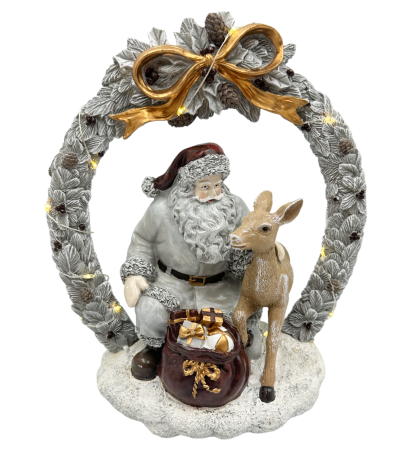 Figurina Coronita cu Mos Craciun si Ren JOY - Decoratiune luminoasa Craciun [2]