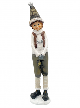 Figurina Craciun Baiat cu pantaloni maro NICOLAS, 26cm [1]
