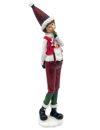 Figurina Craciun Baiat cu pantaloni rosii NICOLAS, 29cm [1]