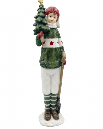 Figurina Craciun Baiat cu pulover CASPER, Verde, 41cm [1]