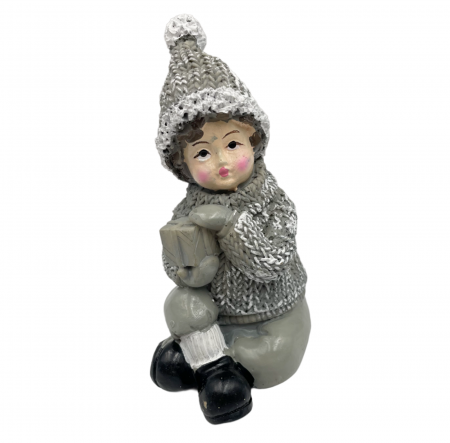 Set 2 Figurine Craciun JOY, Gri, 10cm [1]