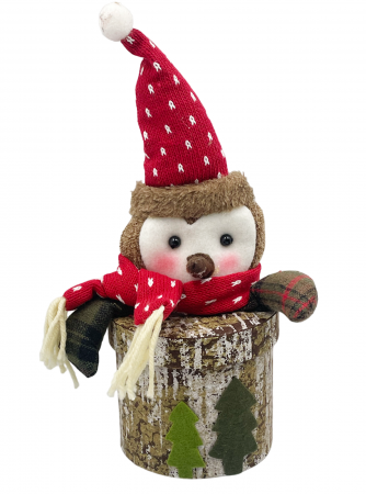 FELICITARI, CUTII SI PUNGI DE CADOU - Cutie cadou Craciun cu Bufnita WINKY, 10x30cm