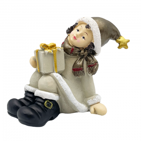 FIGURINE & PLUSURI - Figurina Craciun Copil cu cadou NOEL, 12cm