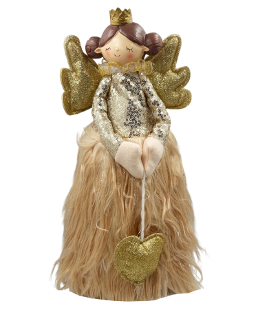 FIGURINE & PLUSURI - Figurina decorativa ingeras cu led si aripi aurii CONSTANCE