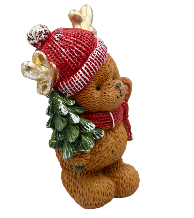 Figurină Crăciun cu led - Ursuleț cu coarne de ren si bradut TEDDY [1]