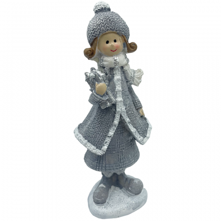 Figurina Craciun Fetita NATALIE, Alb/ Argintiu, 14cm [1]