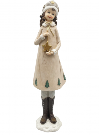 Figurina Craciun Fetita cu rochita GLORIA, Rosu, 41cm [1]