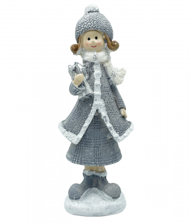 FIGURINE & PLUSURI - Figurina Craciun Fetita NATALIE, Alb/ Argintiu, 14cm