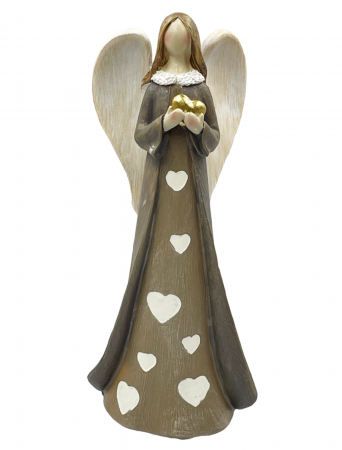Figurine & Statuete - Inger decorativ CAROLINE cu inimioara, Maro, 21cm