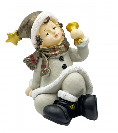 FIGURINE & PLUSURI - Figurina Craciun Copil cu clopotel NOEL, 12cm