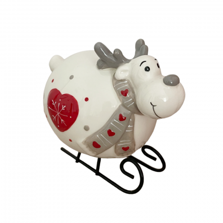 FIGURINE & PLUSURI - Figurina Craciun Ren pe sanie COMET, 14x12cm
