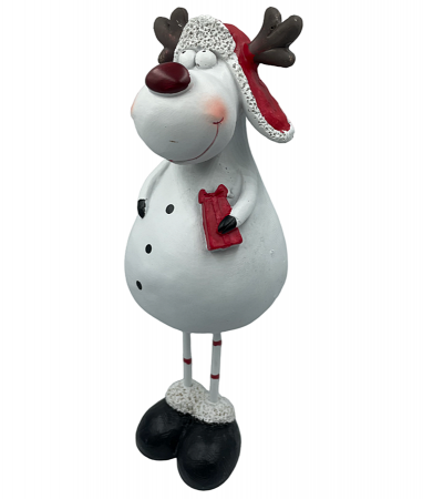 Figurina Craciun Ren COMET, Alb/ Rosu, 25cm [1]