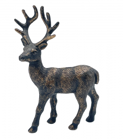 FIGURINE & PLUSURI - Cerb decorativ SAMY, Negru/ Auriu, 13x19cm
