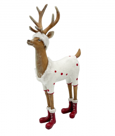 Figurina Craciun Ren cu cizme ZIPPY, Alb/ Maro, 23cm [1]