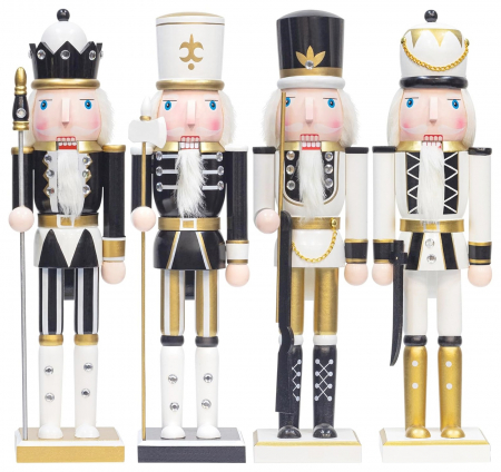 Figurina Craciun - Spargatorul de Nuci CHARLES, Alb/ Negru, 25cm [4]