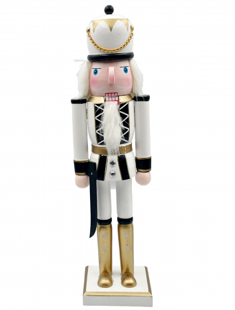 CRACIUN MAGIC - Figurina Craciun - Spargatorul de Nuci CHARLES, Alb/ Negru, 38cm