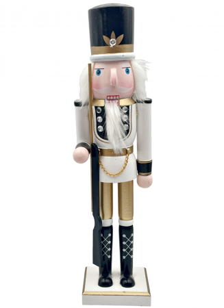 FIGURINE SPARGATORUL DE NUCI - Figurina Craciun - Spargatorul de Nuci CHARLES, Alb/ Auriu, 25cm