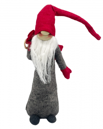 FIGURINE & PLUSURI - Figurina Craciun Spiridus DIXON, Gri/ Rosu, 30cm