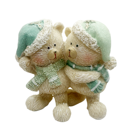 FIGURINE & PLUSURI - Figurina Craciun Cuplu ursuleti cu fular NATALE