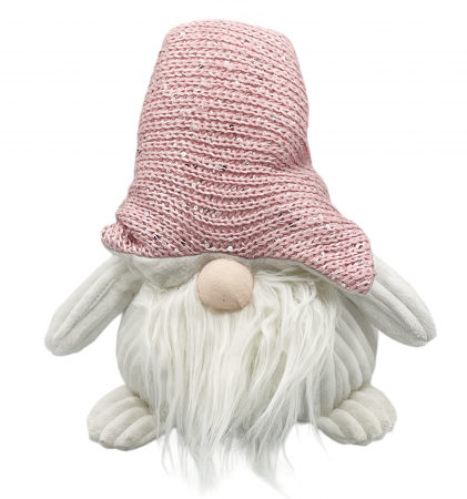 FIGURINE & PLUSURI - Figurina Craciun Spiridus BIMBA, Roz/ Alb, 30cm