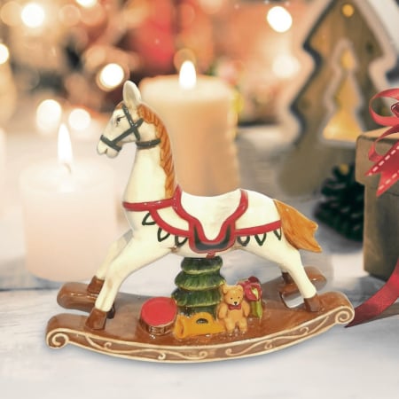 Figurină de Crăciun – căluț balansoar cu brăduț și ursuleț [1]