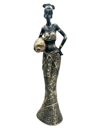 Statuete - Figurină africană decorativă negru-auriu - decor elegant
