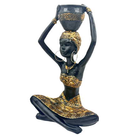 Figurină decorativă africană cu vas – decor exotic elegant [2]