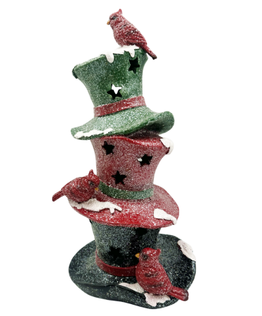 MAGIE DE CRACIUN - Figurină decorativă Crăciun cu pălării și LED – Decor Festiv