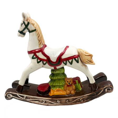 FIGURINE & PLUSURI - Figurină de Crăciun – căluț balansoar cu brăduț și ursuleț