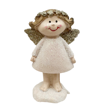 Figurine & Statuete - Îngeraș decorativ cu sclipici – Figurină elegantă de Crăciun | Prăvălia cu Surprize