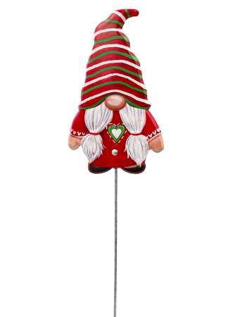 GLOBURI & FLORI DE BRAD - Figurină decorativă Spiridus de Craciun pe bat FLIMP, 9x15cm