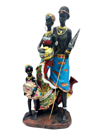Statuete - Figurină familie africană – decor exotic traditional