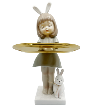 Statueta Fata cu iepuras si platou ANNA, 30cm [1]