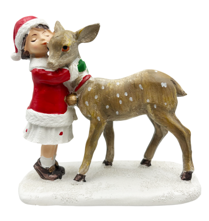 Figurină Fetiță cu Caprioara BAMBI – Decor Crăciun [1]