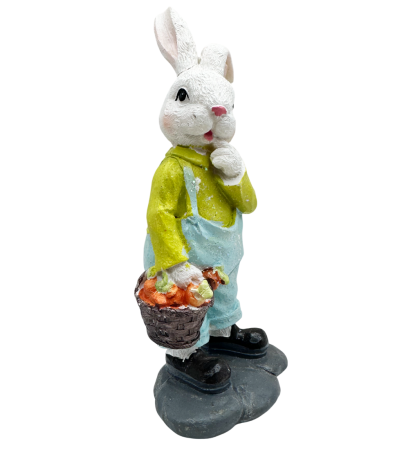 Figurină iepuraș decorativ cu cosulet – decor Paște rustic [1]