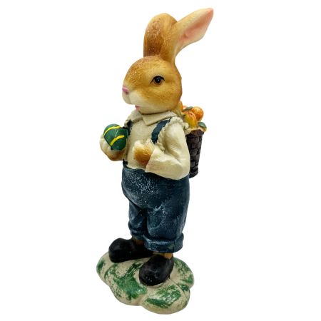 Figurină iepuraș decorativ cu ou – decor Paște rustic [1]