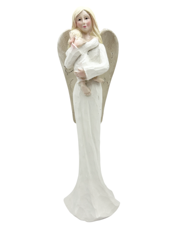 HOME & DECO - Figurină înger protector cu copil - simbol iubire și protecție