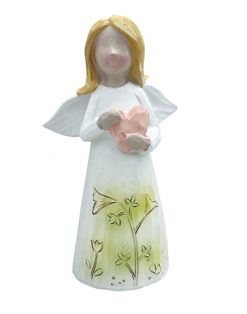 Figurine & Statuete - Inger decorativ LIA cu inimioara, Alb, 11cm